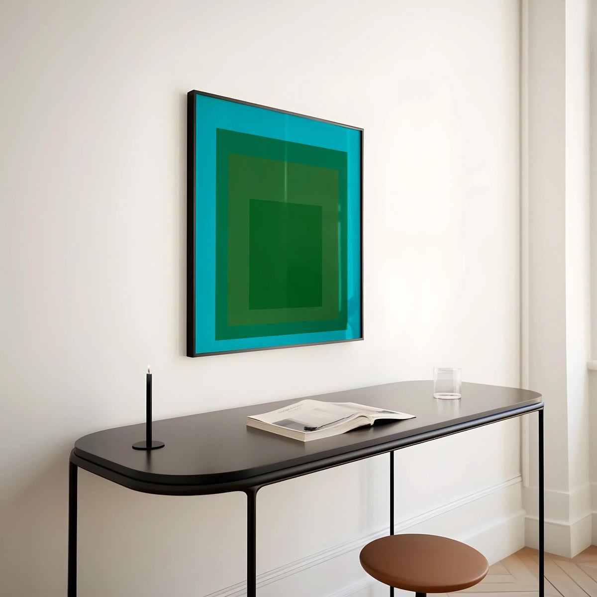 Josef Albers Inspired 'Madagascar' Giclee Print: 'Homage to the Square' Mid-Century Modern Art, Framed Option
