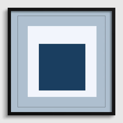 D'après Josef Albers - Madmen (Hommage au Carré) IMPRESSION | Art imprimé moderne du milieu du siècle en bleu froid (disponible encadré) 1x1