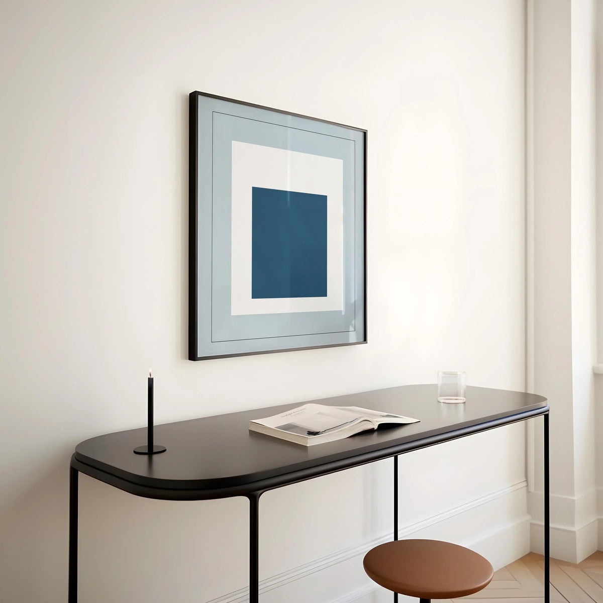 D'après Josef Albers - Madmen (Hommage au Carré) IMPRESSION | Art imprimé moderne du milieu du siècle en bleu froid (disponible encadré) 1x1