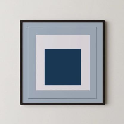 D'après Josef Albers - Madmen (Hommage au Carré) IMPRESSION | Art imprimé moderne du milieu du siècle en bleu froid (disponible encadré) 1x1