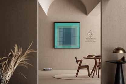 Josef Albers Inspired 'Meadow' Giclee Print: Mid-Century Modern Art, Mint Green