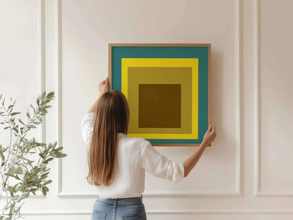 Estampe Giclée « Memento » inspirée de Josef Albers – Hommage au carré : Art moderne du milieu du siècle