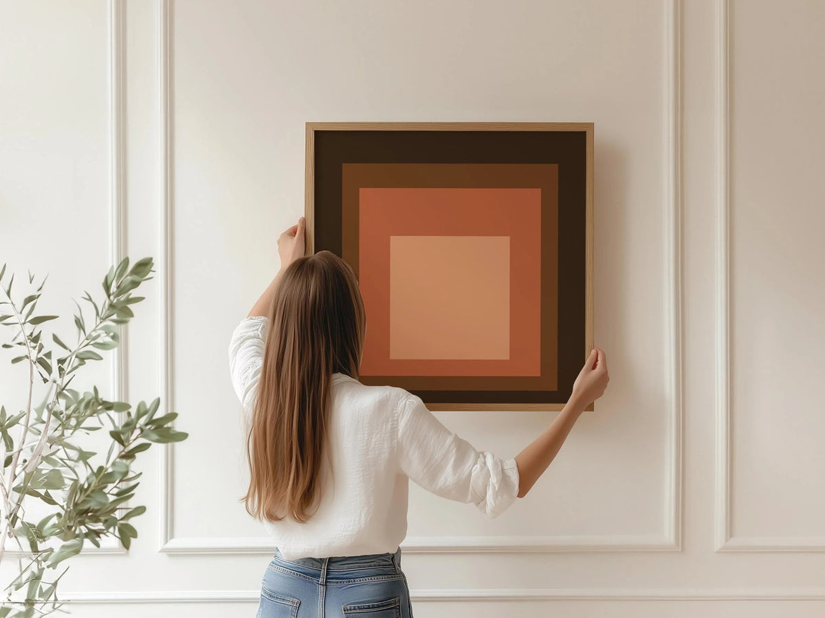 Inspiré par l'estampe "Oxblood" de Josef Albers : « Hommage au carré » Estampe giclée moderne du milieu du siècle