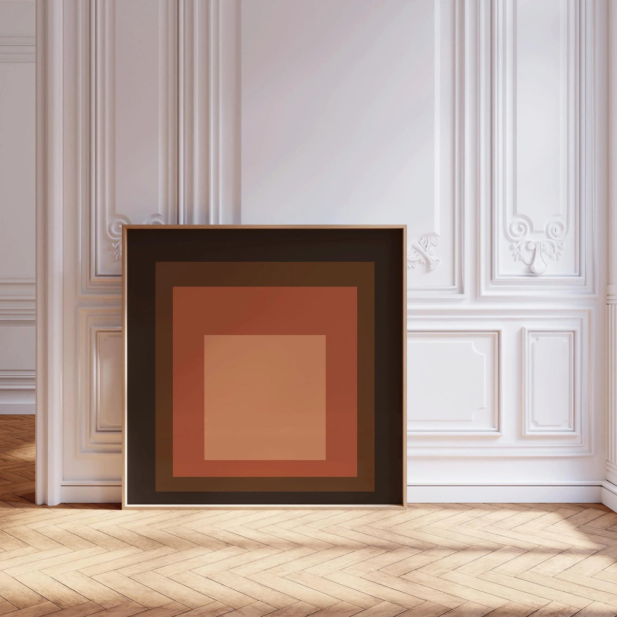 Inspiré par l'estampe "Oxblood" de Josef Albers : « Hommage au carré » Estampe giclée moderne du milieu du siècle
