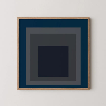 Josef Albers 'Pureheart' Giclee Print: Mid-Century Modern Art, Blue & Gray 'Homage to the Square'