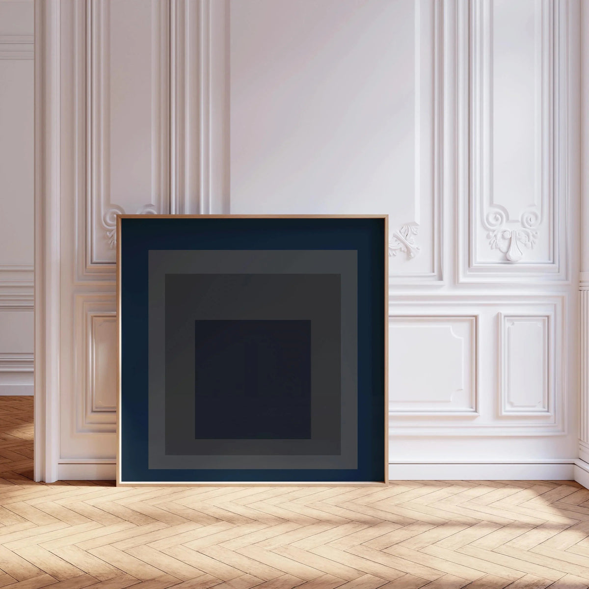 Josef Albers 'Pureheart' Giclee Print: Mid-Century Modern Art, Blue & Gray 'Homage to the Square'