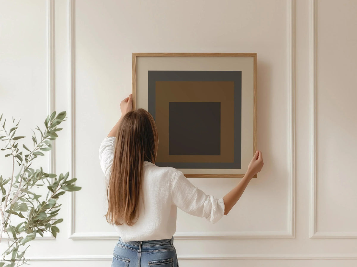 Impression d'art « Sienne » inspirée de Josef Albers : Hommage mid-century moderne au carré (1x1)
