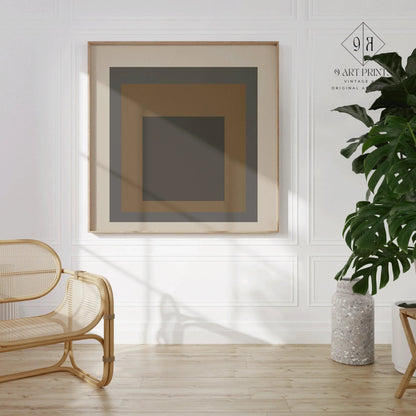 Impression d'art « Sienne » inspirée de Josef Albers : Hommage mid-century moderne au carré (1x1)