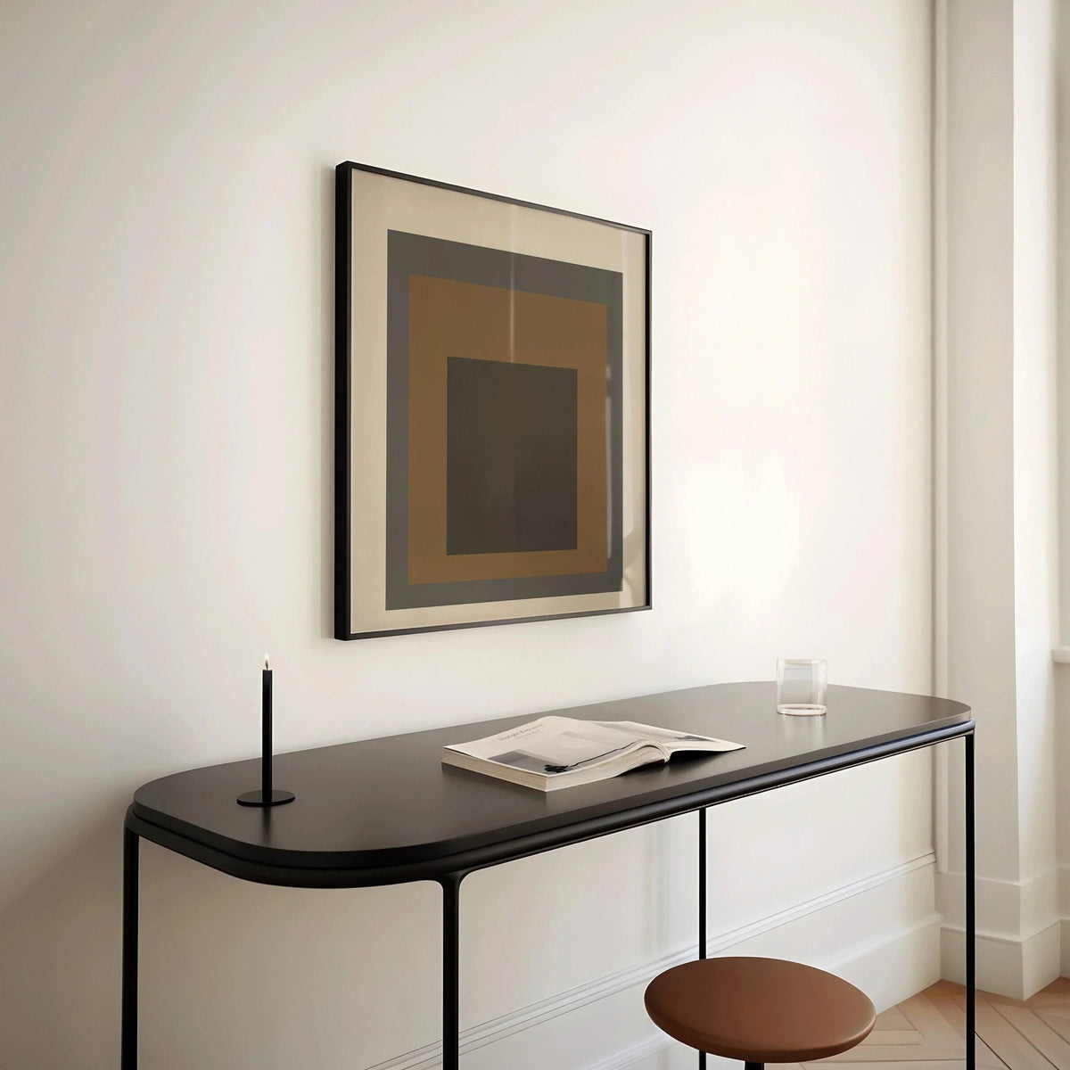Impression d'art « Sienne » inspirée de Josef Albers : Hommage mid-century moderne au carré (1x1)