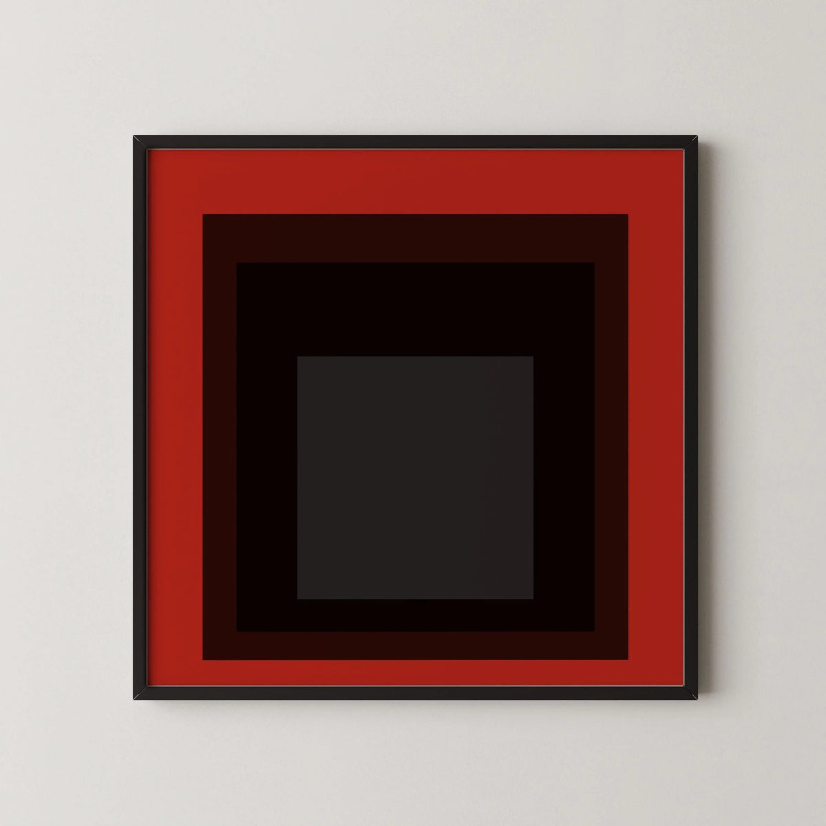 Josef Albers Inspired 'Sly' Giclee Print: Mid-Century Modern Red Square Art (1x1)