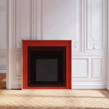Josef Albers Inspired 'Sly' Giclee Print: Mid-Century Modern Red Square Art (1x1)