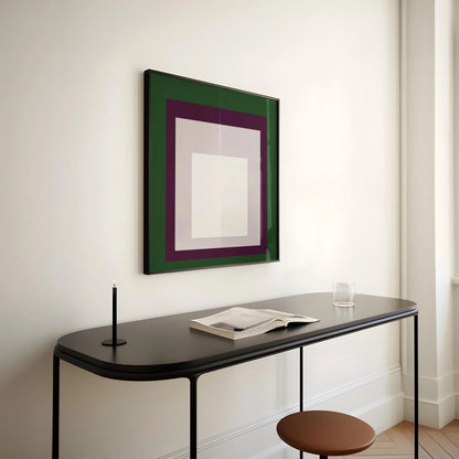 Impression Giclée « Temple » inspirée de Josef Albers : Art Moderne Mid-Century, Vert Violet Blanc