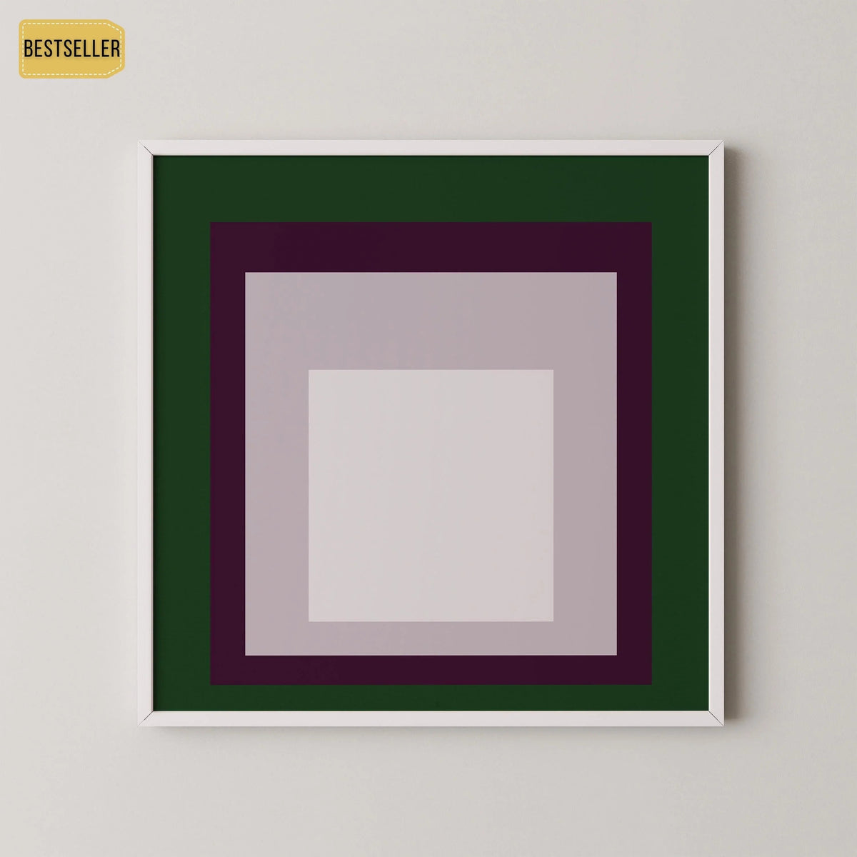 Impression Giclée « Temple » inspirée de Josef Albers : Art Moderne Mid-Century, Vert Violet Blanc