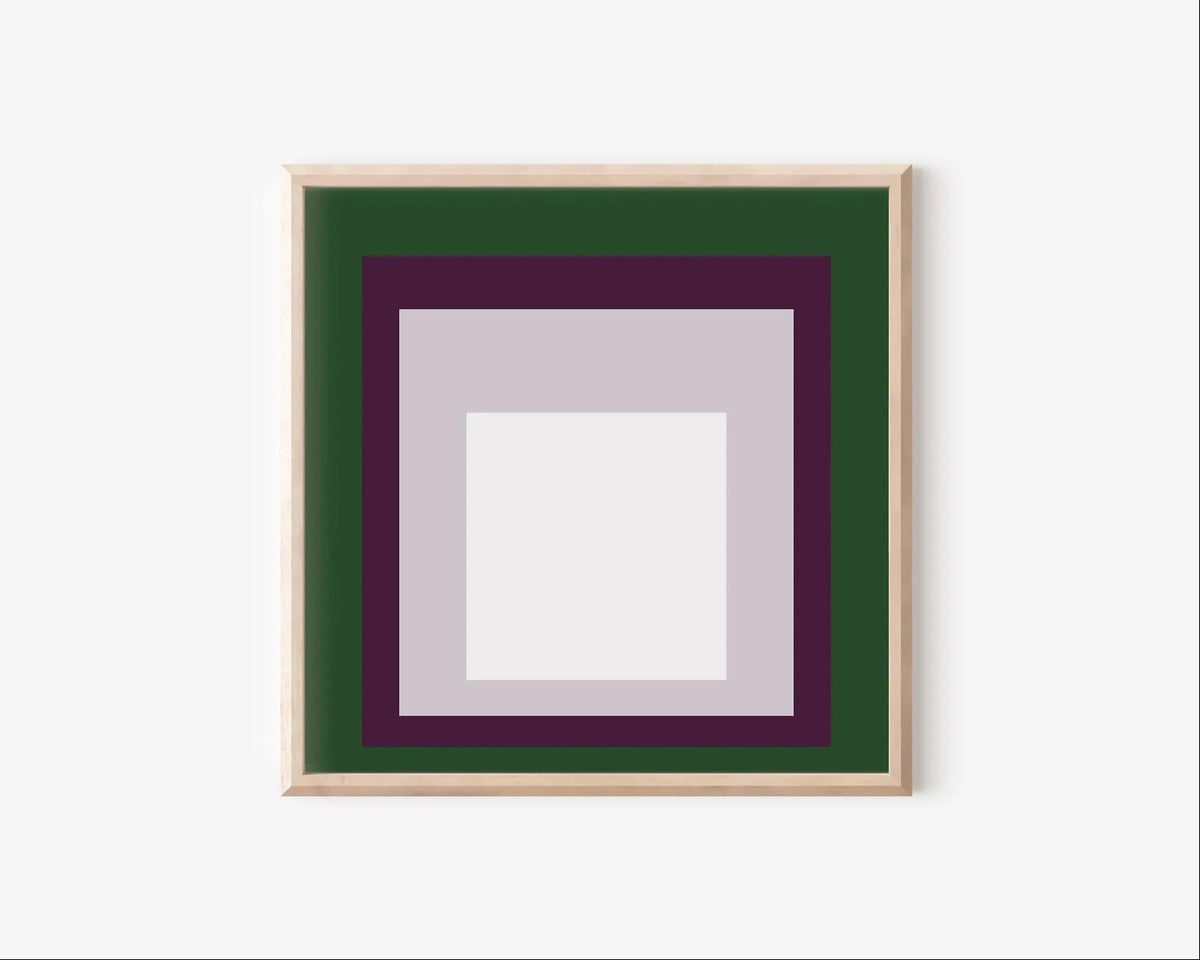 Impression Giclée « Temple » inspirée de Josef Albers : Art Moderne Mid-Century, Vert Violet Blanc