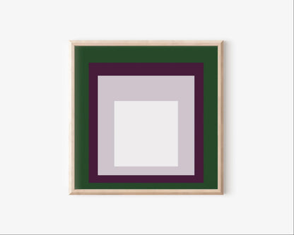 Impression Giclée « Temple » inspirée de Josef Albers : Art Moderne Mid-Century, Vert Violet Blanc