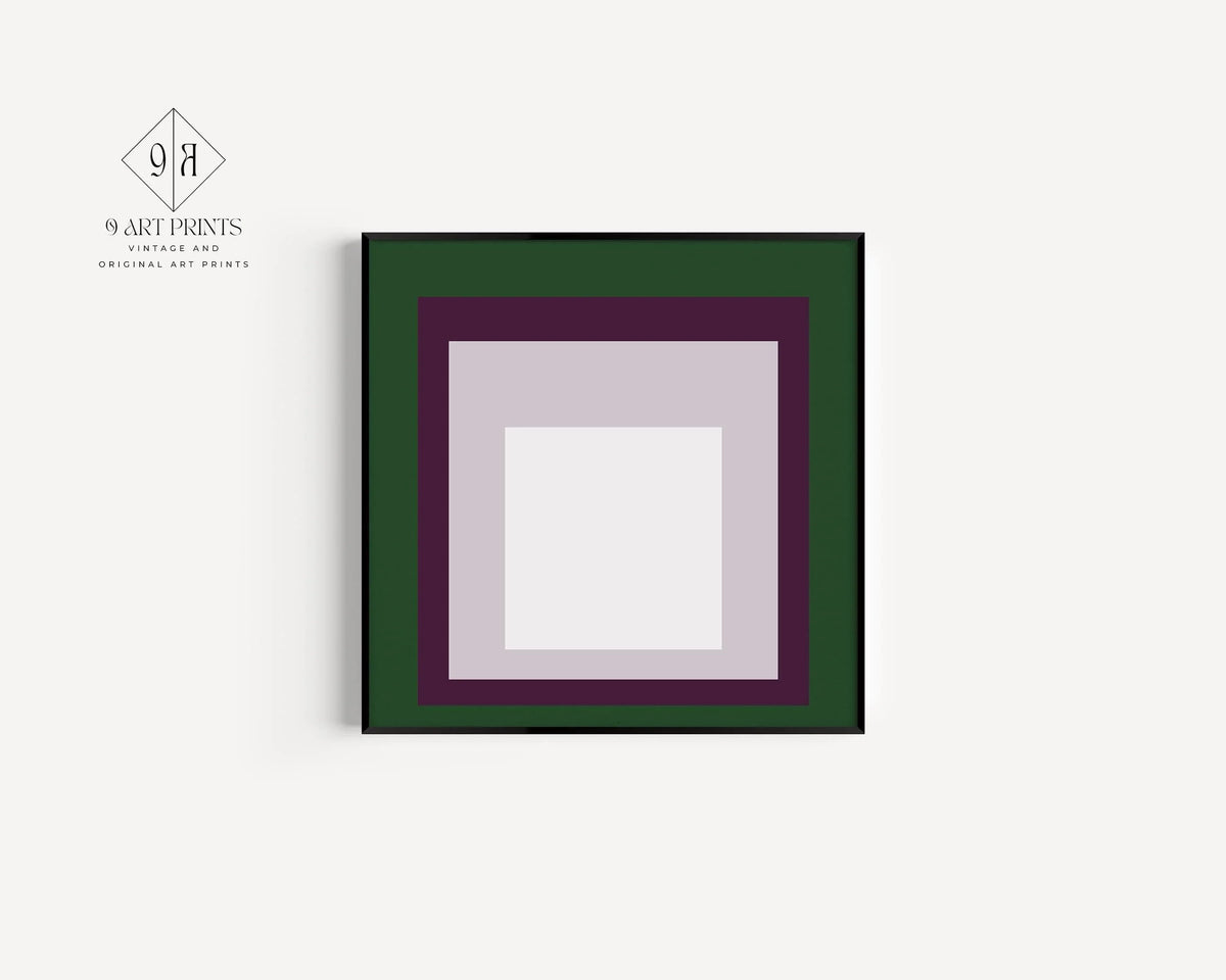 Impression Giclée « Temple » inspirée de Josef Albers : Art Moderne Mid-Century, Vert Violet Blanc