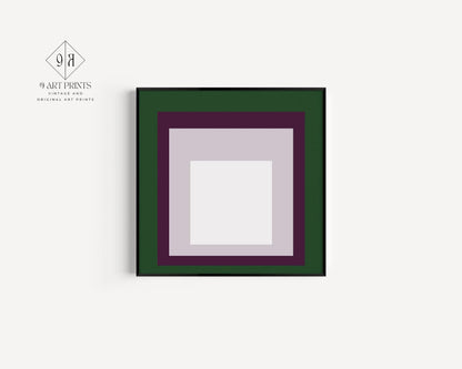 Impression Giclée « Temple » inspirée de Josef Albers : Art Moderne Mid-Century, Vert Violet Blanc