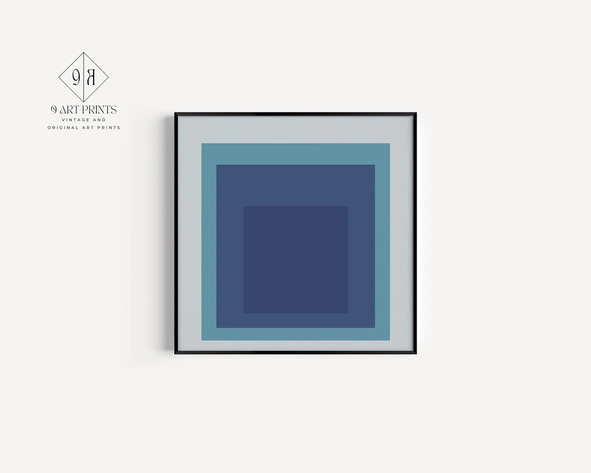 Josef Albers Inspired 'Tide' Giclee Print: Mid-Century Modern Art, Mint Blue