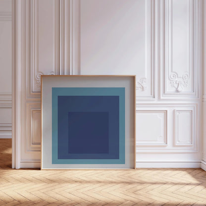 Josef Albers Inspired 'Tide' Giclee Print: Mid-Century Modern Art, Mint Blue