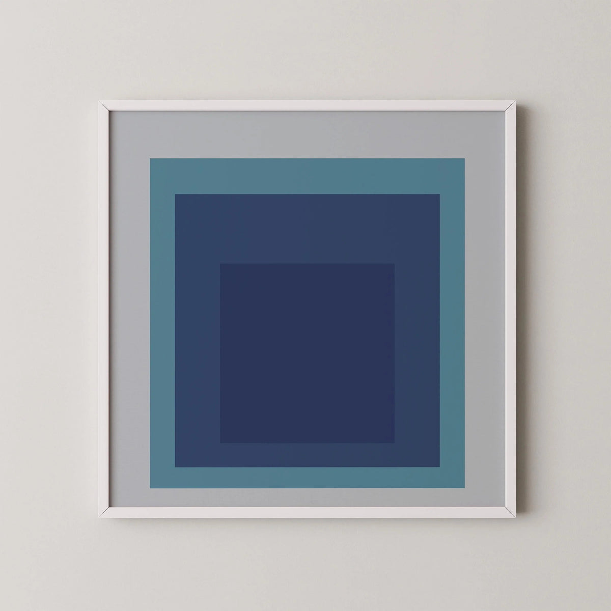 Josef Albers Inspired 'Tide' Giclee Print: Mid-Century Modern Art, Mint Blue