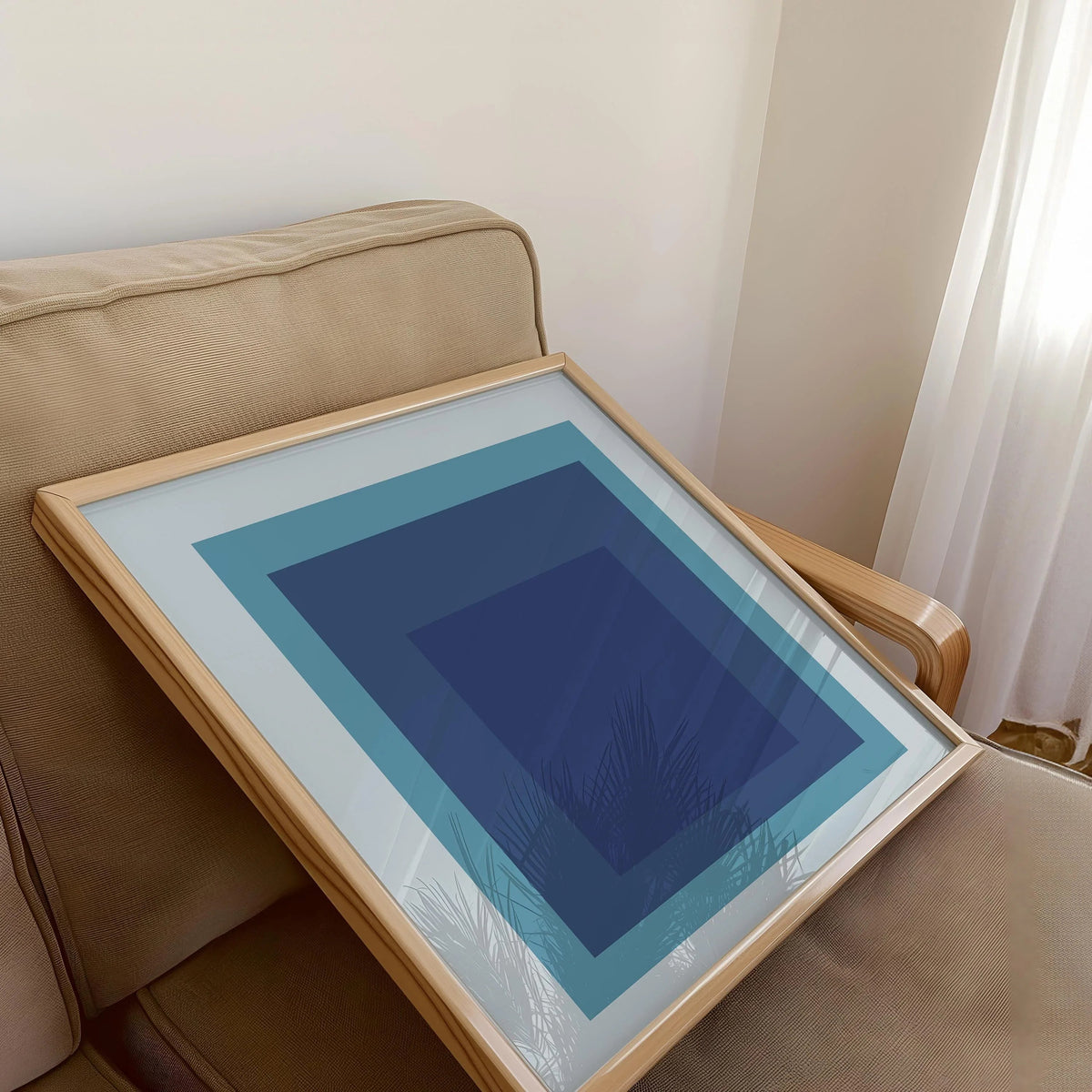 Josef Albers Inspired 'Tide' Giclee Print: Mid-Century Modern Art, Mint Blue