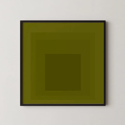 Josef Albers Inspired 'Homage to the Square' Giclee Print Mid-Century Modern Olive Green Art