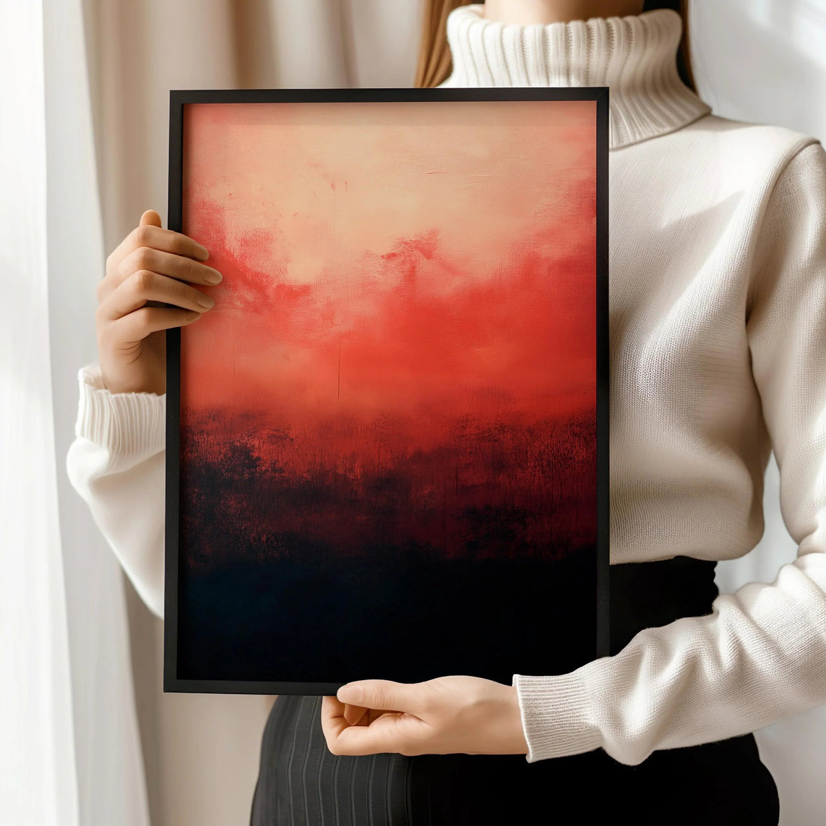After Mark Rothko - Black and Red (Colour Field: AI) | Modern Abstract Art (Available handframed or unframed)