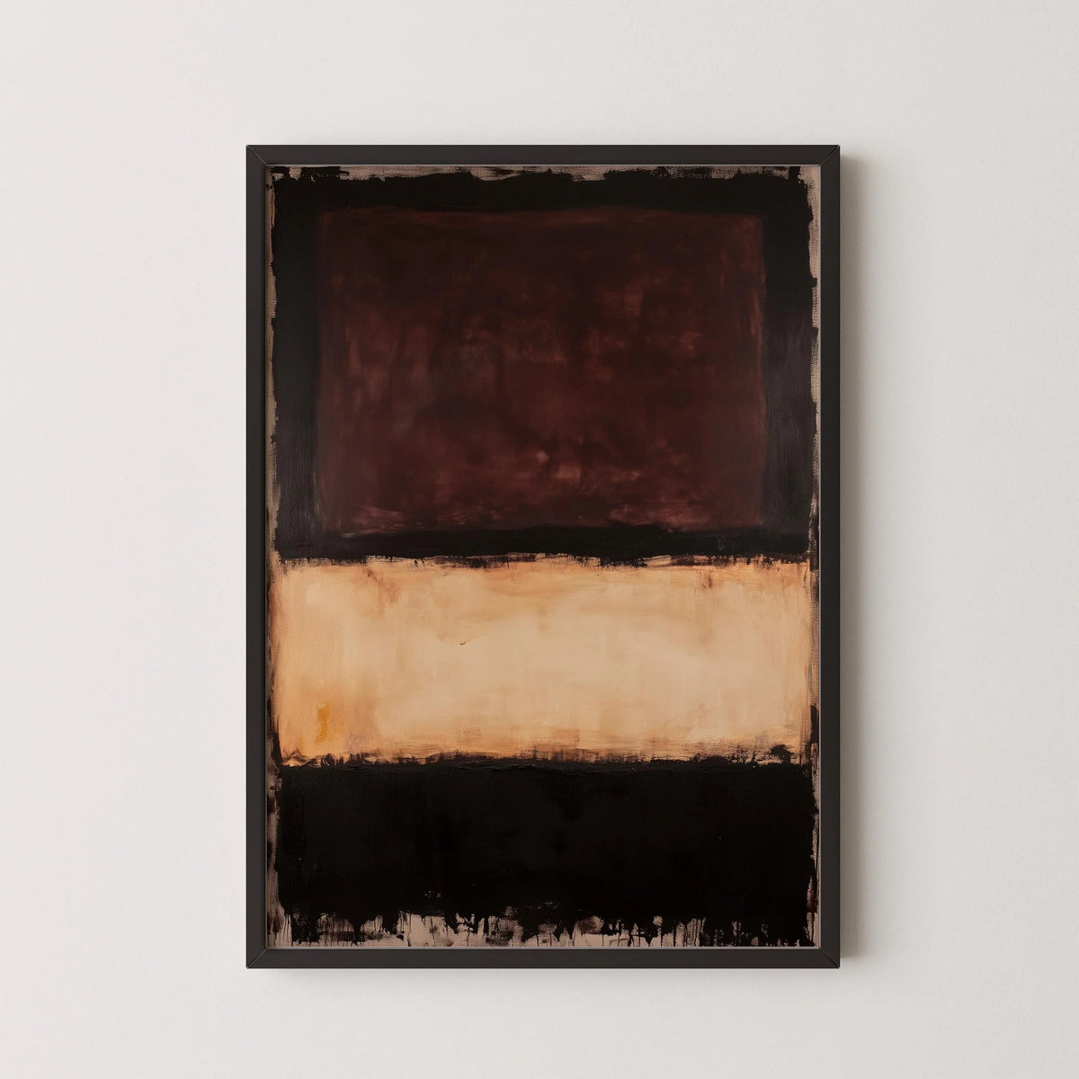 Impression d'Art Abstrait Style Rothko : Champ de Couleur Beige, Marron, Noir