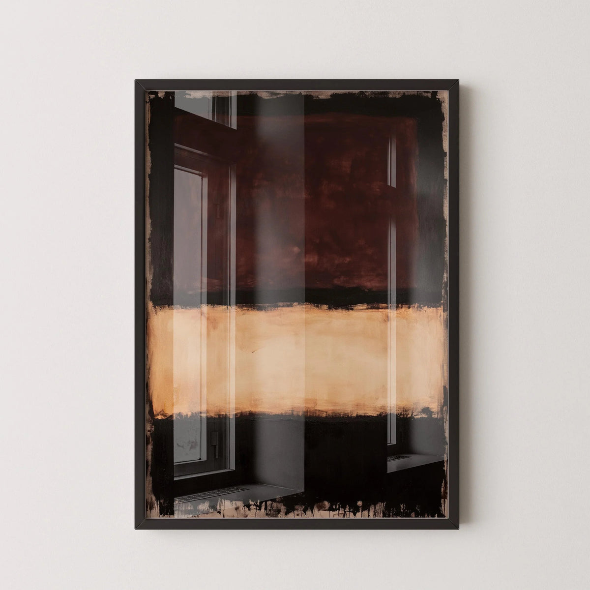 Impression d'Art Abstrait Style Rothko : Champ de Couleur Beige, Marron, Noir