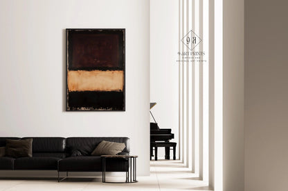 Impression d'Art Abstrait Style Rothko : Champ de Couleur Beige, Marron, Noir