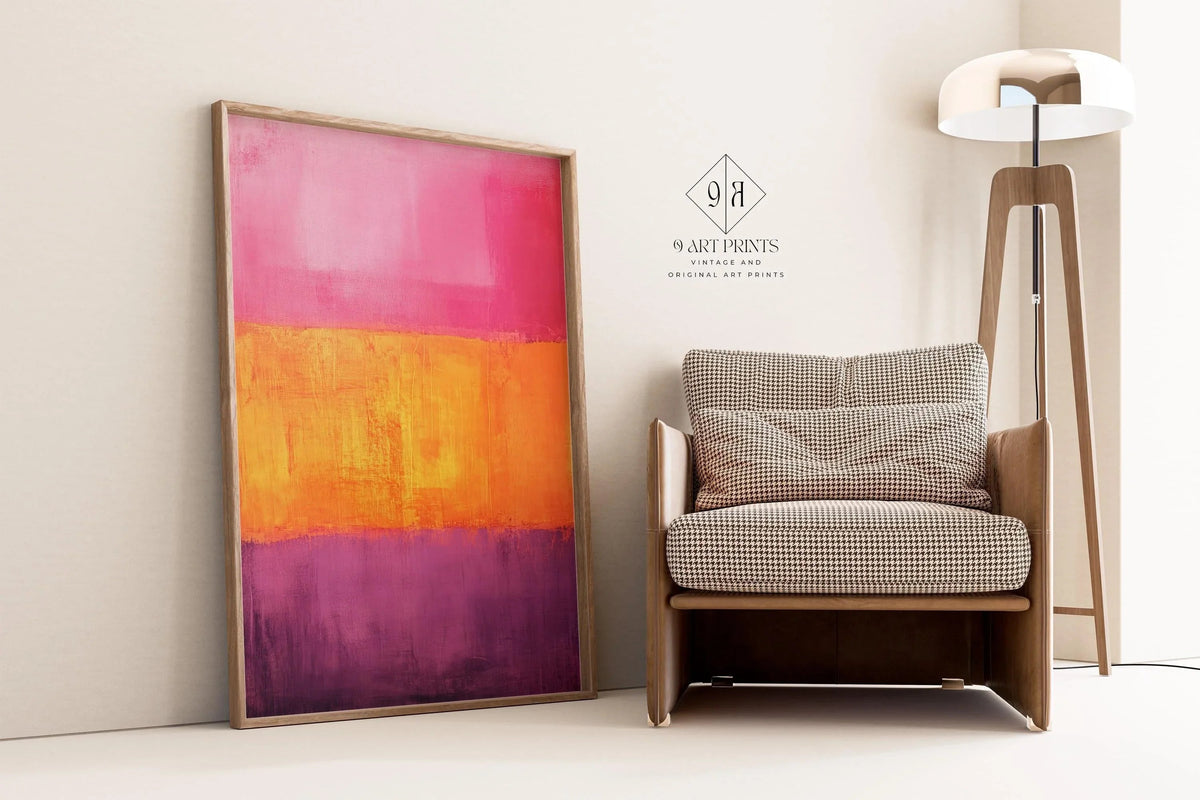 D'après Mark Rothko - Orange et Violet II (Champ de couleur : IA) | Art abstrait moderne (Disponible encadré à la main ou sans cadre)