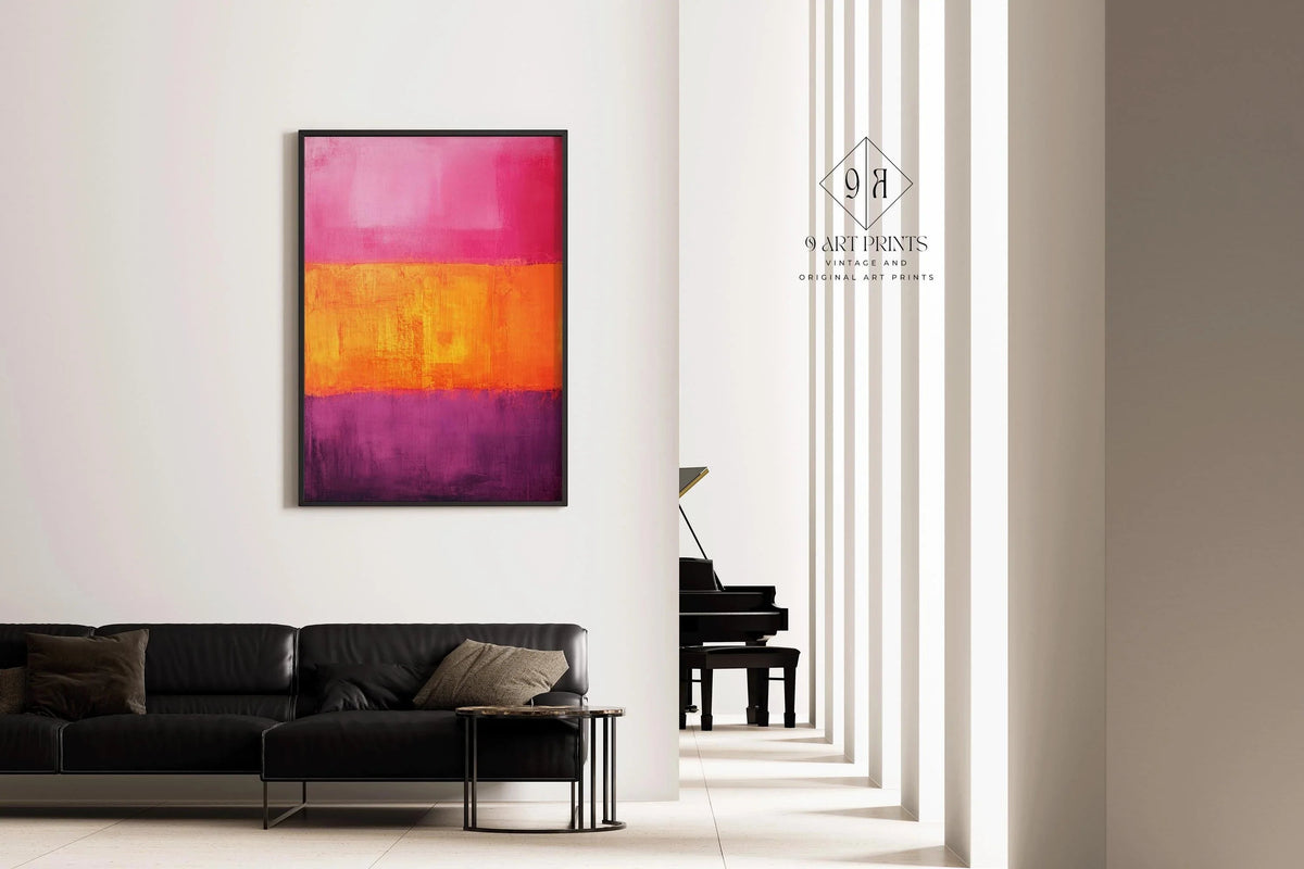 D'après Mark Rothko - Orange et Violet II (Champ de couleur : IA) | Art abstrait moderne (Disponible encadré à la main ou sans cadre)