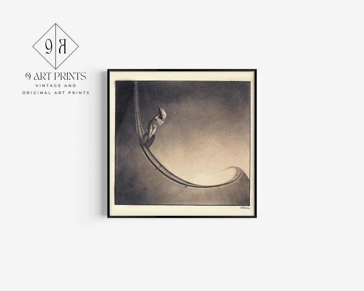Alfred Kubin - Man | Famous Surreal Symbolist Monochrome Sketch Art (available handframed or unframed) 1x1
