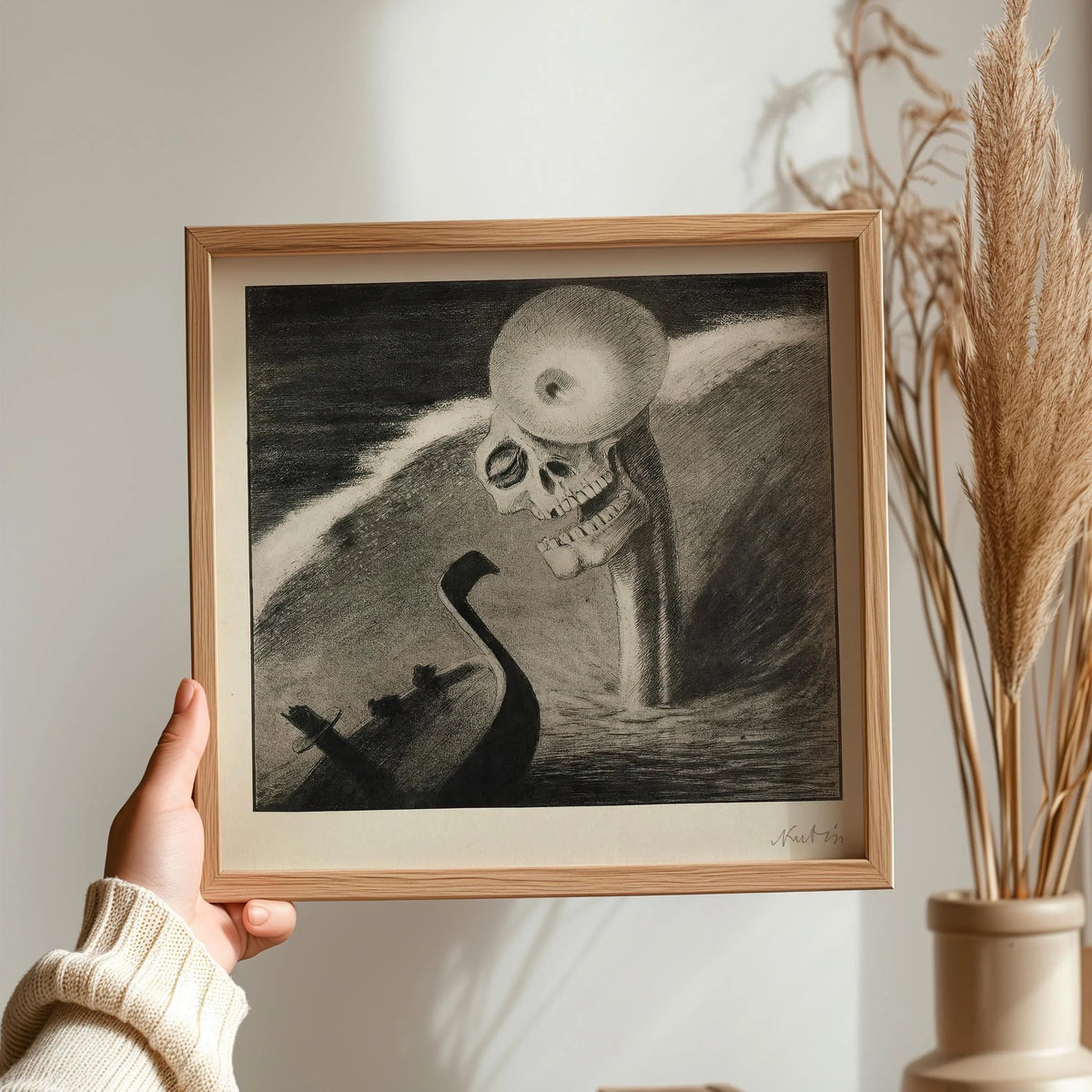 Alfred Kubin - L'horreur | Célèbre esquisse monochrome surréaliste et symboliste (disponible encadrée à la main ou sans cadre) 1x1