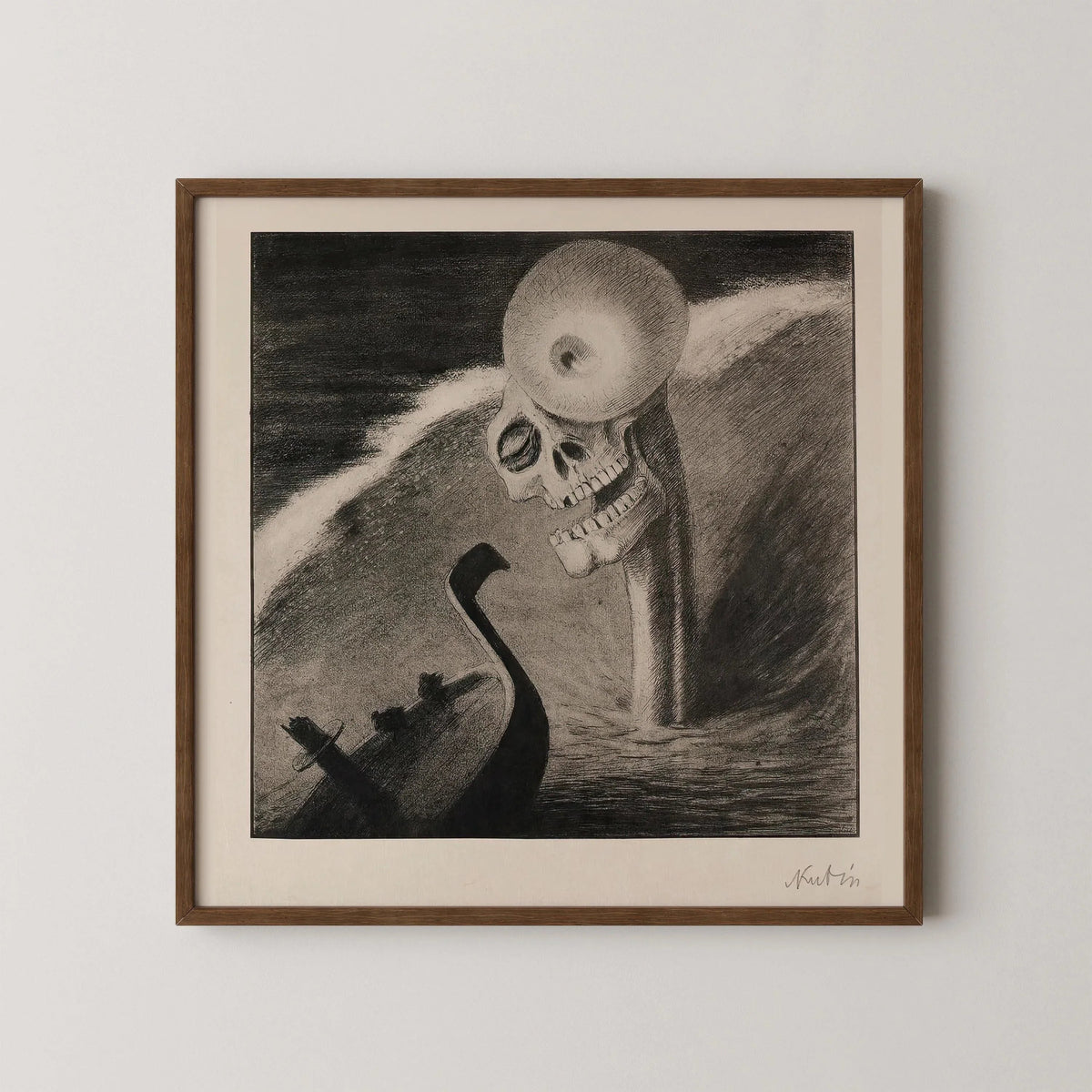 Alfred Kubin - L'horreur | Célèbre esquisse monochrome surréaliste et symboliste (disponible encadrée à la main ou sans cadre) 1x1