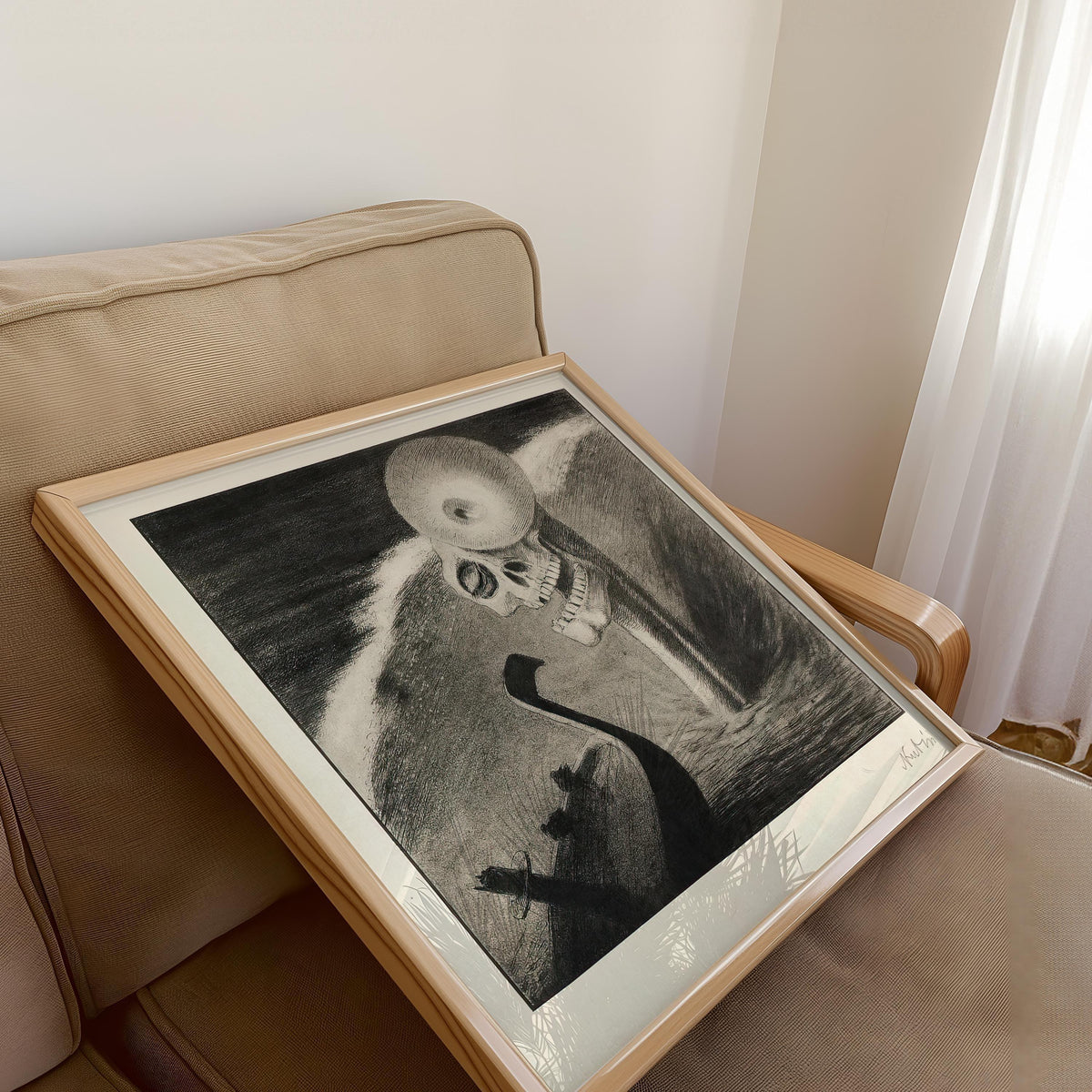 Alfred Kubin - L'horreur | Célèbre esquisse monochrome surréaliste et symboliste (disponible encadrée à la main ou sans cadre) 1x1