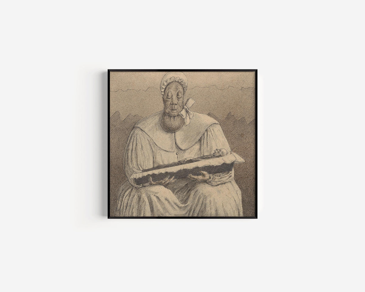 Estampe surréaliste d'Alfred Kubin : Dessin symboliste, Giclée monochrome