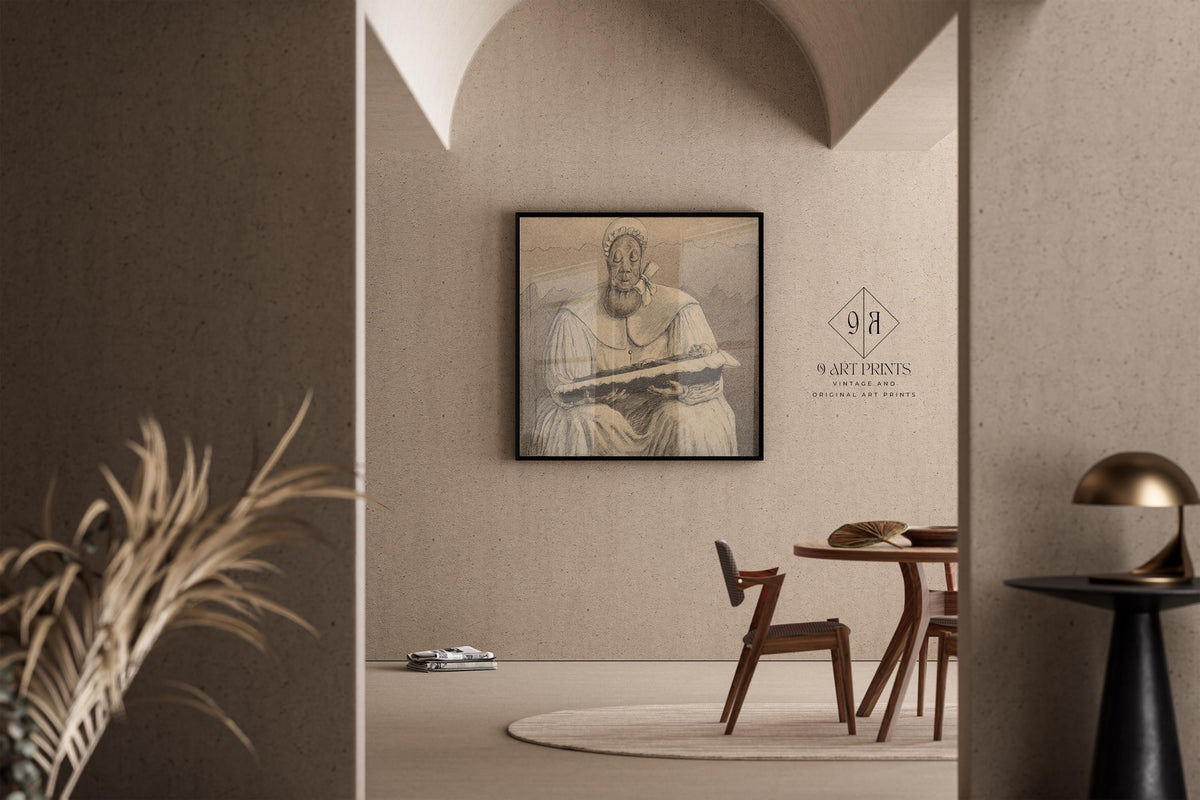 Estampe surréaliste d'Alfred Kubin : Dessin symboliste, Giclée monochrome