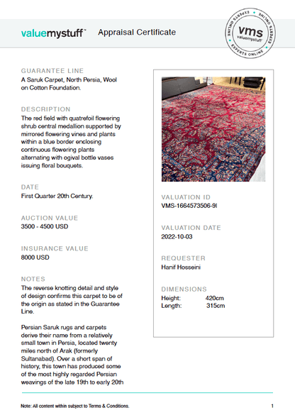Antique Persian Mohajeran Sarouk Rug | 13' 10" x 10' 4"