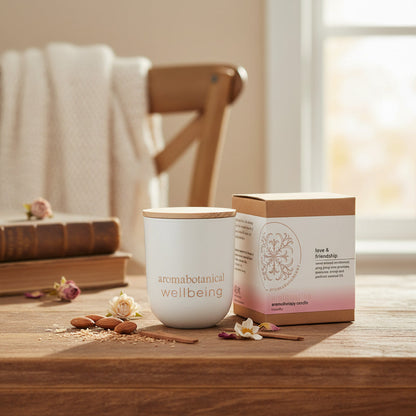 Petite Bougie Amour Amande & Bois de Santal pour l'Intimité par Aromabotanical