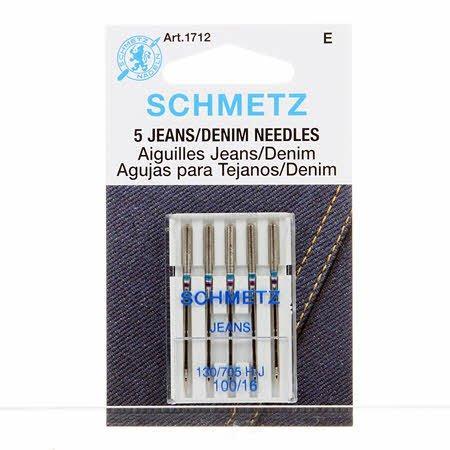 Schmetz #1712  Denim/Jeans Machine Needle Size 16/100  (5 pack)