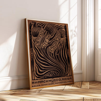 Gravure d'art Les églises de la Cité d'Arthur Haygate Mackmurdo : Affiche de couverture de livre vintage