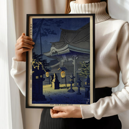 Asano Takeji - Kitano Shrine Night Scene: Vintage Japanese Woodblock Art Print