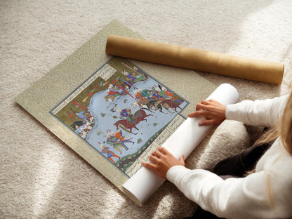 Estampe Giclée Shahnameh : Miniature persane de Bahram Gur (Encadrée et non encadrée disponibles)