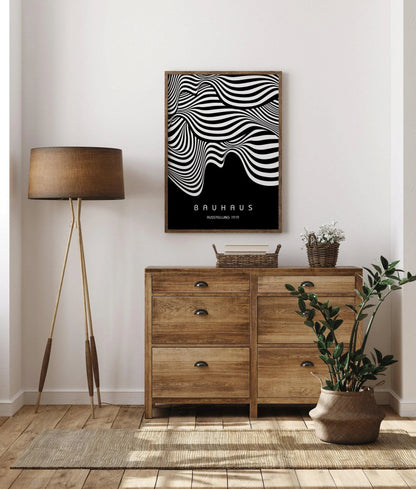 Bauhaus Ausstellung Black (Waves) PRINT | Vintage Mid-century Modern Poster (Available handframed or unframed)