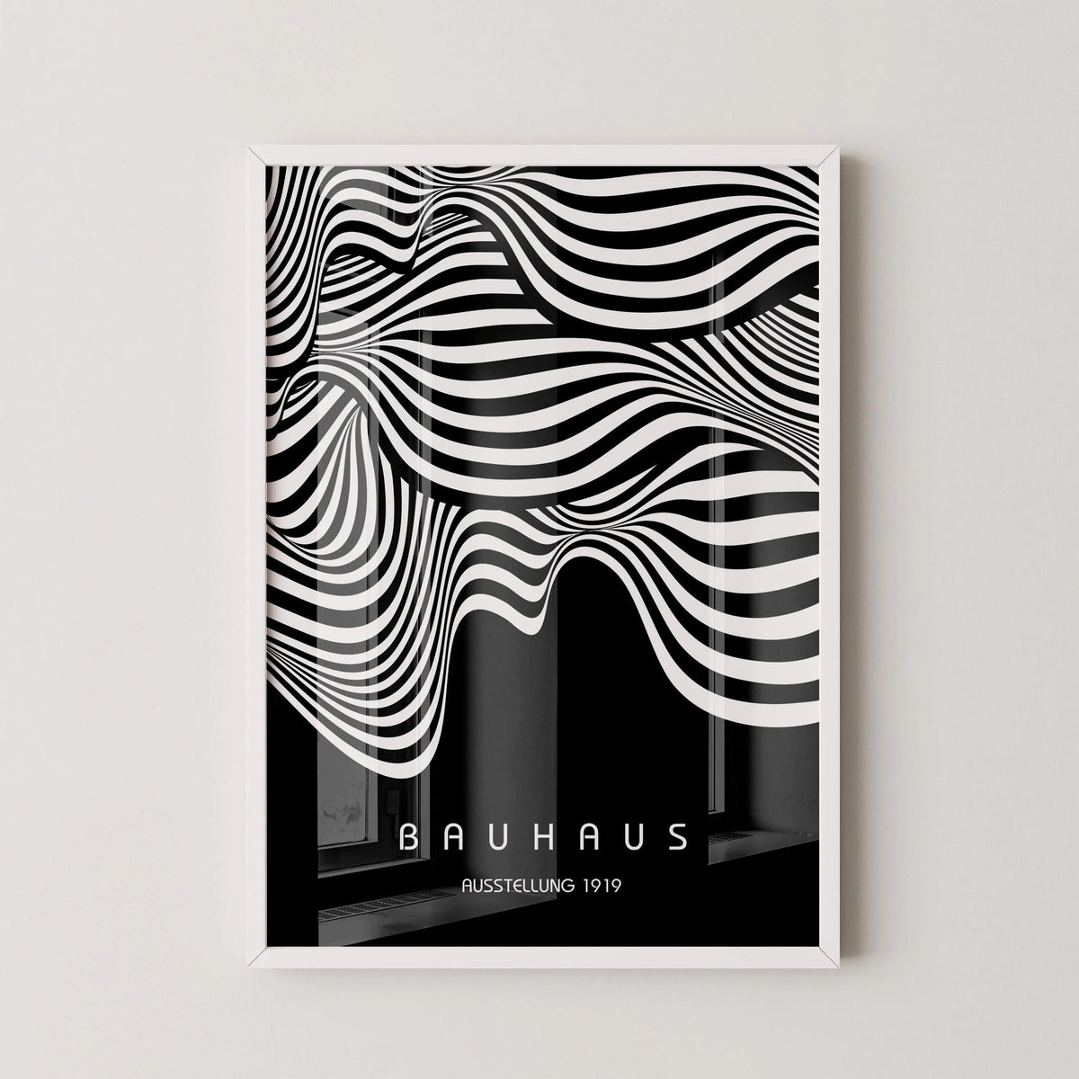 Bauhaus Ausstellung Black (Waves) PRINT | Vintage Mid-century Modern Poster (Available handframed or unframed)