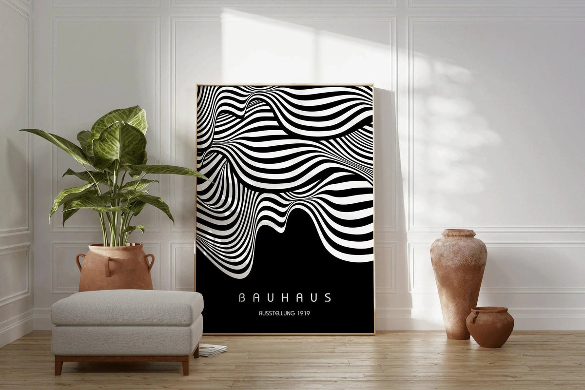 Bauhaus Ausstellung Black (Waves) PRINT | Vintage Mid-century Modern Poster (Available handframed or unframed)