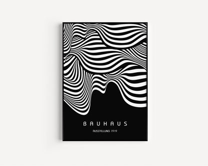 Bauhaus Ausstellung Black (Waves) PRINT | Vintage Mid-century Modern Poster (Available handframed or unframed)