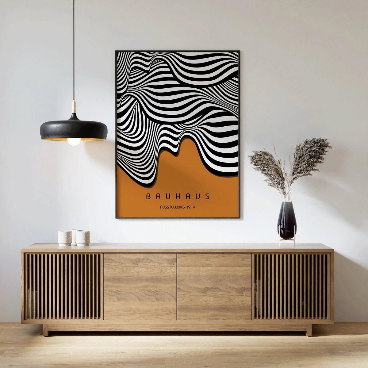 Affiche d'art Vagues Bauhaus : Décoration intérieure moderne du milieu du siècle (Disponible encadrée)