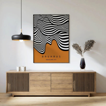 Affiche d'art Vagues Bauhaus : Décoration intérieure moderne du milieu du siècle (Disponible encadrée)